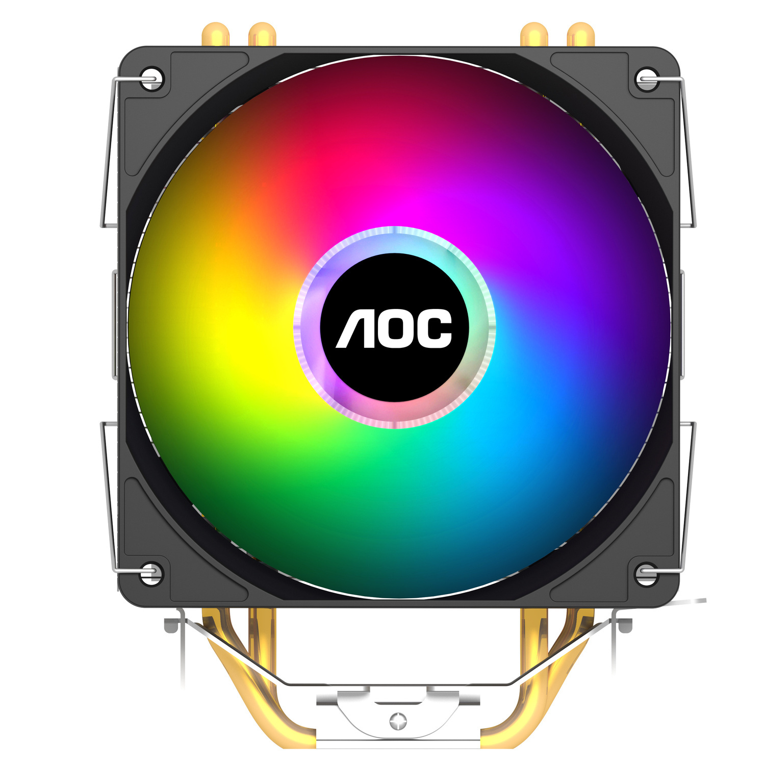 AOC T4A/冰龙400卡扣四铜管彩光 压式电脑CPU散热器风扇1150/1155/1700AMD-联为批发商城